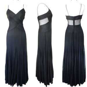 JS Collections Black Formal Maxi Dress Cutout Mesh Tulle Mermaid Hem Prom
